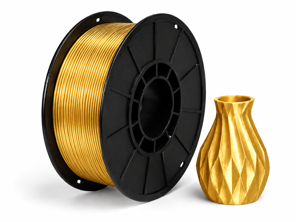 פילמנט PLA Silk - Gold — סליל ודוגמת הדפסה