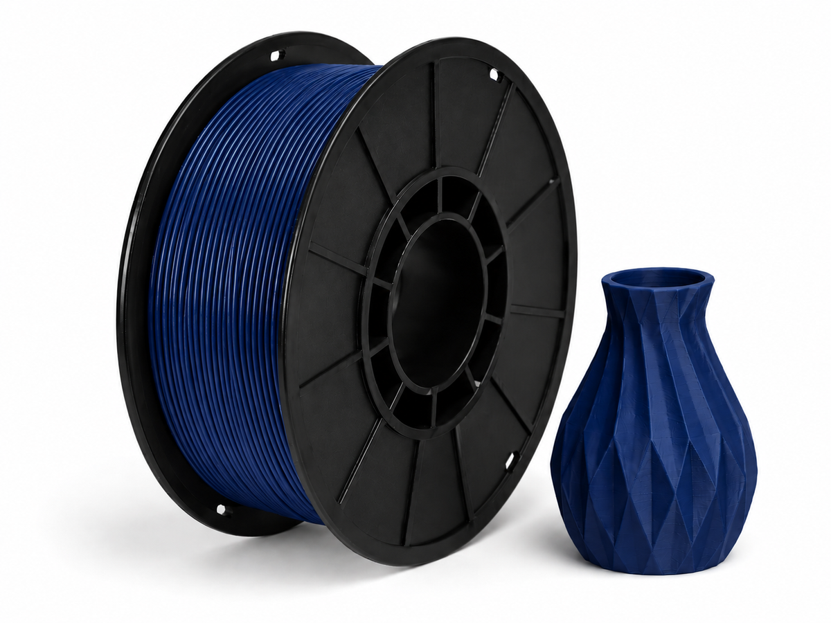 פילמנט PLA - Dark Blue — סליל ודוגמת הדפסה