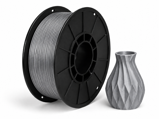 פילמנט PLA - Silver — סליל ודוגמת הדפסה