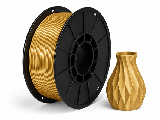 פילמנט PLA - Gold — סליל ודוגמת הדפסה