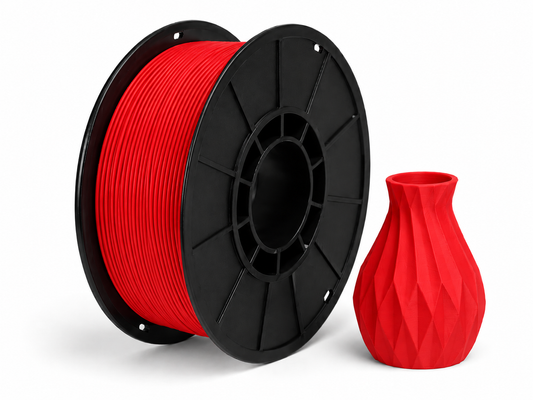 פילמנט PLA Matte - Red — סליל ודוגמת הדפסה