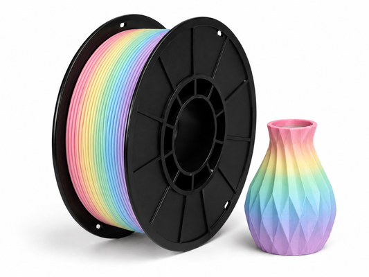 פילמנט PLA Matte Rainbow - Ice Cream Rainbow — סליל ודוגמת הדפסה