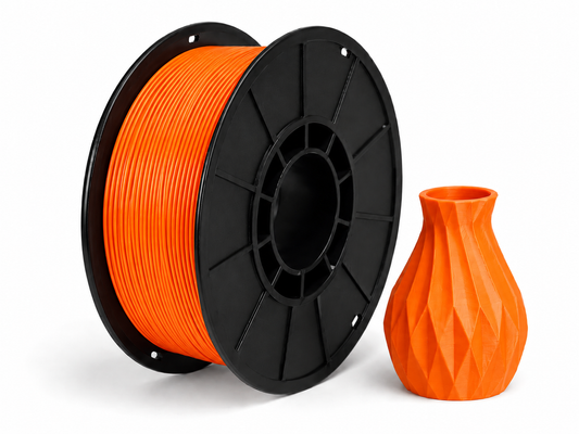 פילמנט PETG - Orange — סליל ודוגמת הדפסה