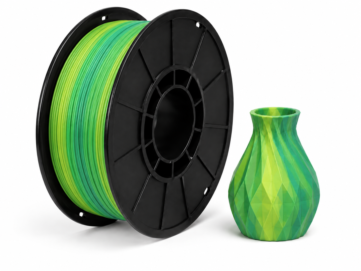 פילמנט PLA Matte Yellow Green Rainbow